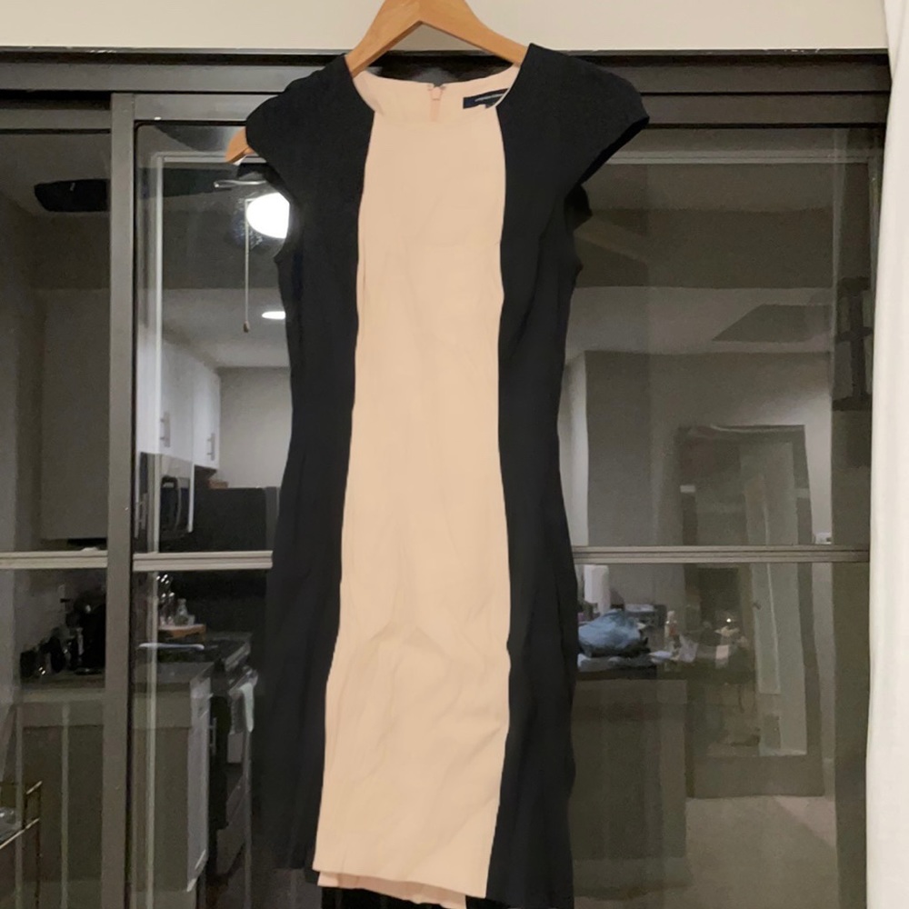 French Connection Peach/Black Color Block Dress